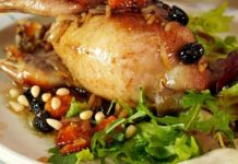 Фаршированные перепела с рисом, инжиром, курагой и кедровыми орехами