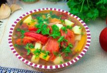 Овощной суп c болгарским перцем и помидорами