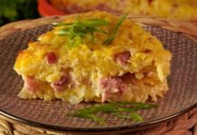 Картошка, запечённая с копчёной рулькой и сыром