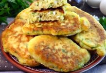 Ленивые пирожки на кефире с яйцами и зелёным луком