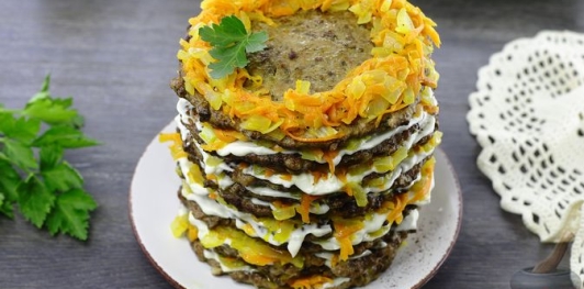 Фото приготовления рецепта: Печеночно-мясной торт - шаг №29