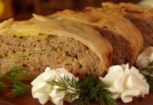 Рулет из капусты с фаршем и рисом (в рукаве)