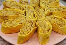 Рулет из лаваша с творогом, яблоками и грецкими орехами