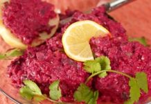 Свекольный крем-дип с тахини и грецкими орехами