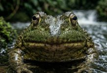 Кошмар африканских рек: эта четырехкилограммовая амфибия сбивает и заглатывает птиц в прыжке