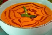 Крем-суп из запечённых помидоров, перца, лука и чеснока