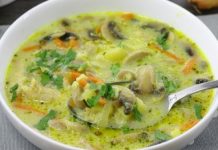 Куриный суп с булгуром и грибами