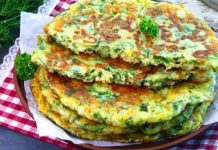 Лепёшки на кефире, с зеленью и сыром