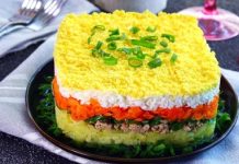 Слоёный салат с печенью трески